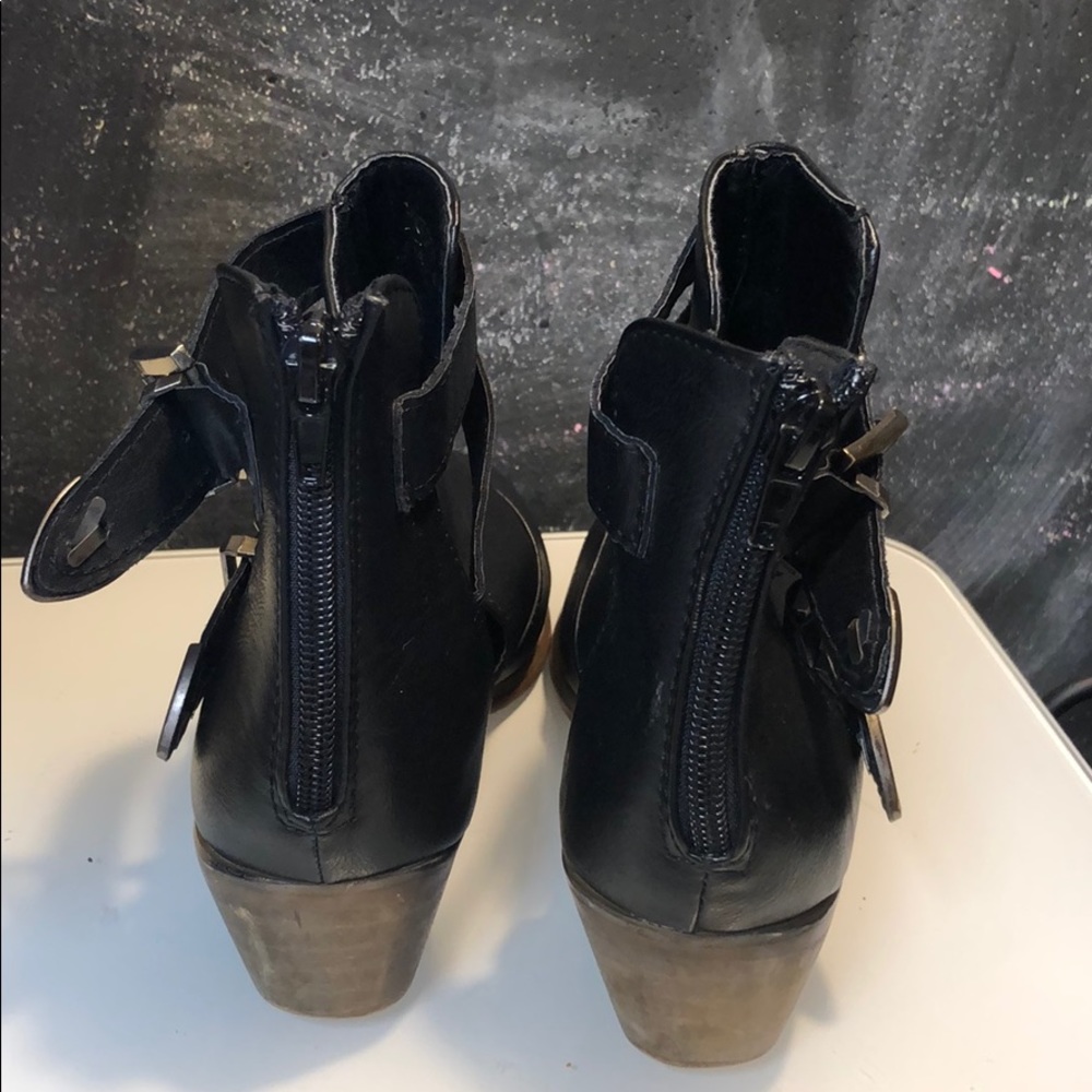 Yoki Leather Ankle Open Side Buckle Flat Booties - Picture 3 of 7